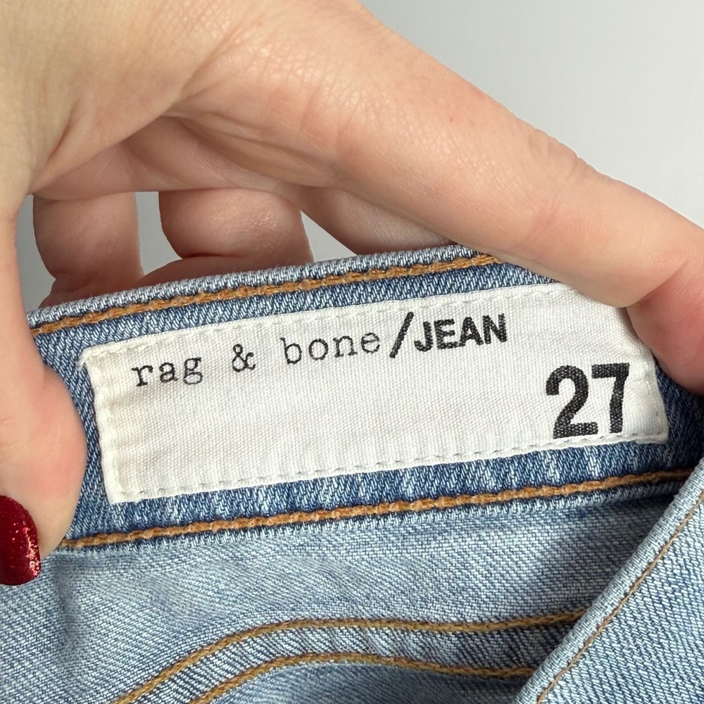 Rag & Bone Dre Capri Jeans Marina Light Wash Distressed Raw Hem Size 27 - Picture 6 of 9